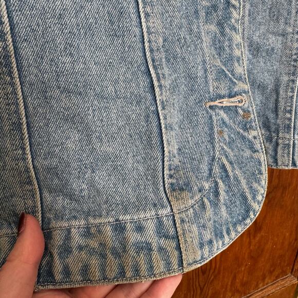 Vintage 90s Bill Blass Embroidered Floral Rhinestone Denim Vest M Cottage Garden - Picture 4 of 13